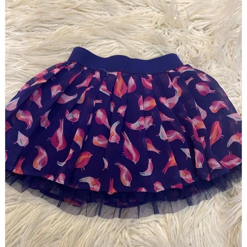 Sonoma girls size 4 blue tulle skort with pink birds and Attached Blue Shorts